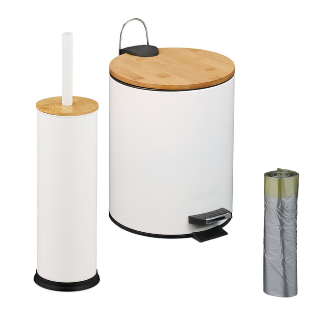 Bathroom Set with Bin & Toilet Brush, 5L Capacity