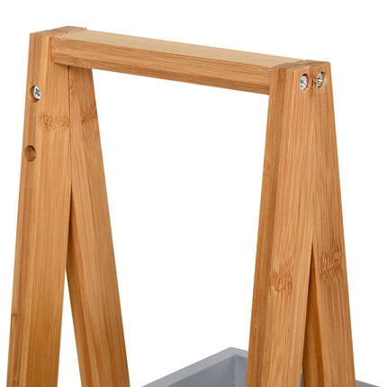 Bamboo 3-tier ladder shelf for bathroom, grey, 30x18x81cm