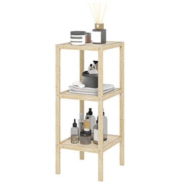 Bamboo 3-tier bathroom shelf - natural wood, 33x31x78 cm