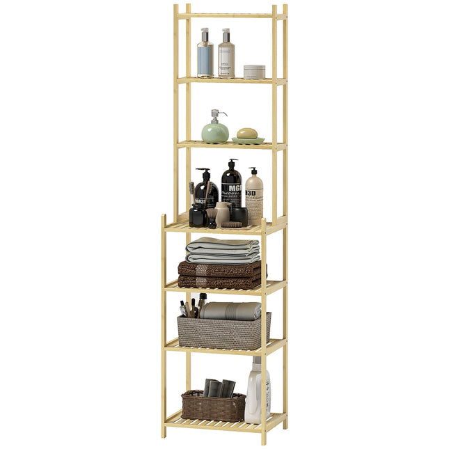 Bamboo Bathroom Shelf - 7-Tier Freestanding Storage Organizer