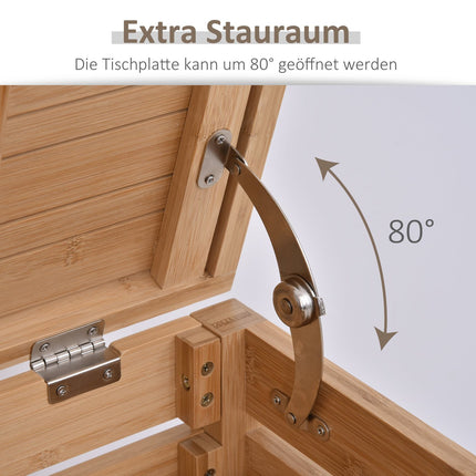 Bamboo bathroom shelf, hinged lid, natural finish, 46x29.5x76.5 cm