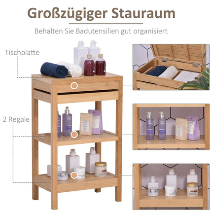 Bamboo bathroom shelf, hinged lid, natural finish, 46x29.5x76.5 cm