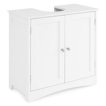 Bathroom Sink Cabinet, 2 Doors, U-Cutout, White 60cm