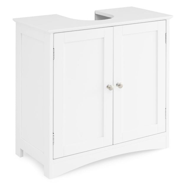 Bathroom Sink Cabinet, 2 Doors, U-Cutout, White 60cm
