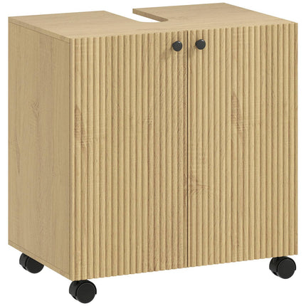 Bathroom Sink Cabinet, 3-Tier Shelf, Wood, Wheels