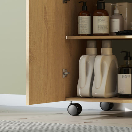Bathroom Sink Cabinet, 3-Tier Shelf, Wood, Wheels