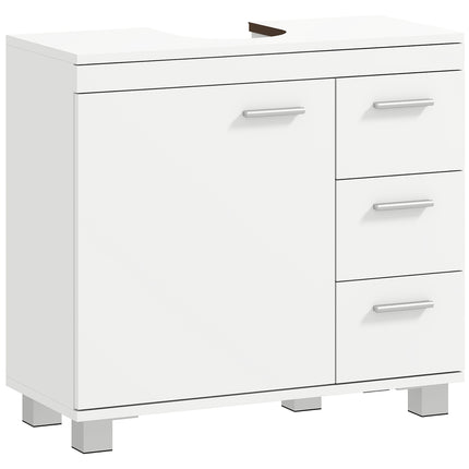 Bathroom Sink Cabinet, MDF, 2 Shelves, 3 Drawers, White