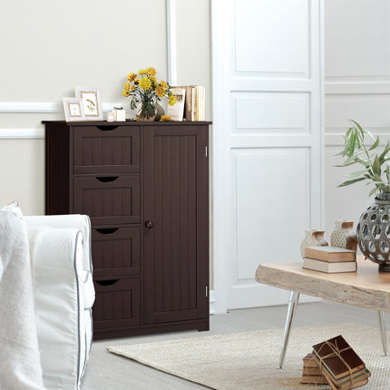 Bathroom Storage Cabinet – 4 Drawers, Door, MDF
