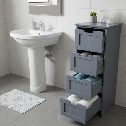 Bathroom Storage Cabinet, 4 Drawers, Space-Saving Design