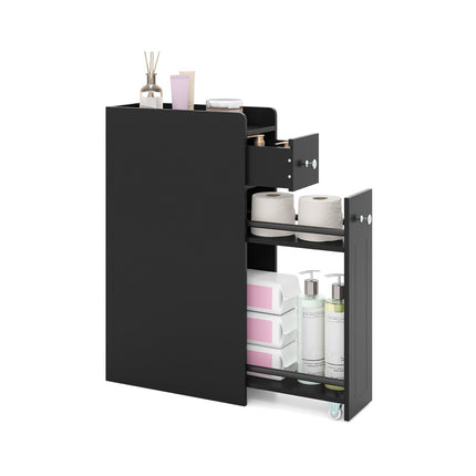 Bathroom Storage Cabinet, 4-Tier Slim Organizer, Black