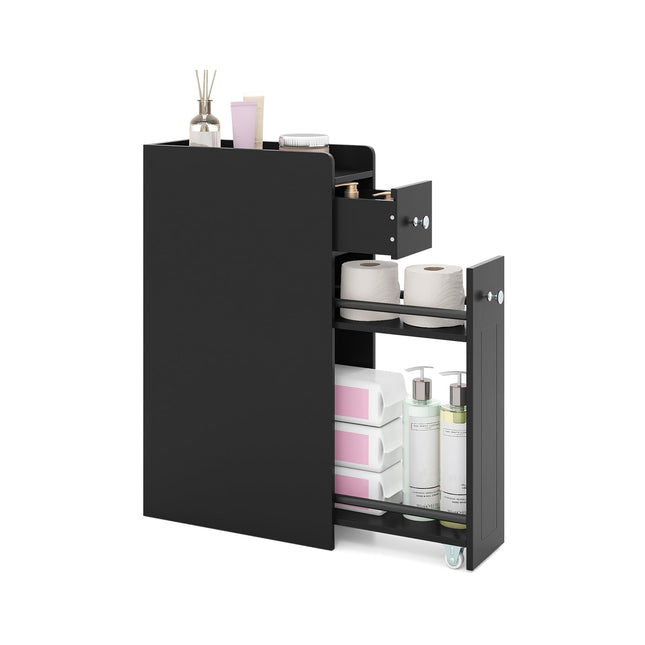 Bathroom Storage Cabinet, 4-Tier Slim Organizer, Black
