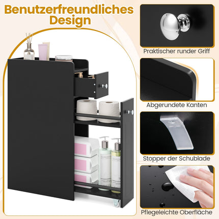 Bathroom Storage Cabinet, 4-Tier Slim Organizer, Black
