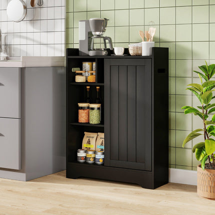 Bathroom Storage Cabinet – Slim, Sliding Doors, Paper Holder