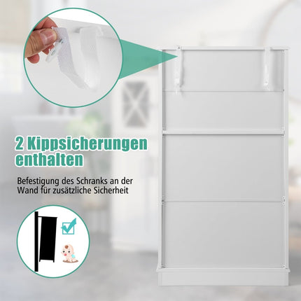 Bathroom Storage Cabinet, White, 60x30x108 cm, Adjustable Shelves