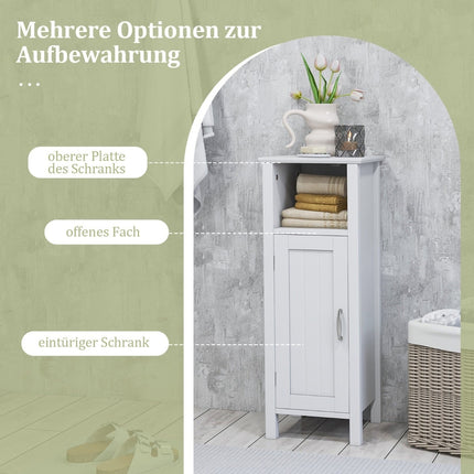 Bathroom Storage Cabinet, White MDF, Adjustable Shelves
