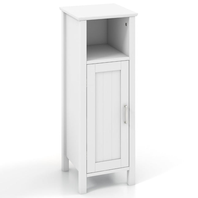 Bathroom Storage Cabinet, White MDF, Adjustable Shelves