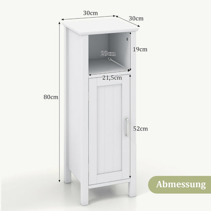 Bathroom Storage Cabinet, White MDF, Adjustable Shelves