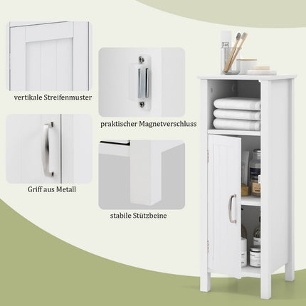 Bathroom Storage Cabinet, White MDF, Adjustable Shelves