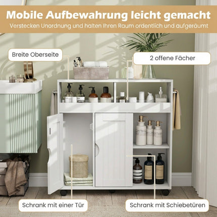Bathroom Storage Cabinet with Adjustable Shelf & Wheels