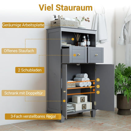 Bathroom Storage Cabinet with Adjustable Shelves, Gray