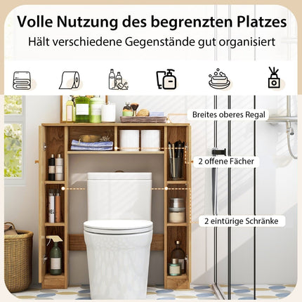 Bathroom Storage Cabinet with Adjustable Shelves, Natural