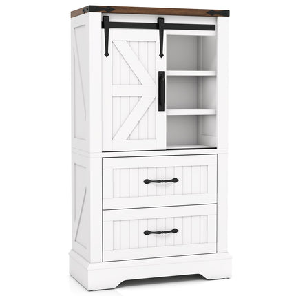 Bathroom Storage Cabinet with Sliding Barn Door, Adjustable Shelves