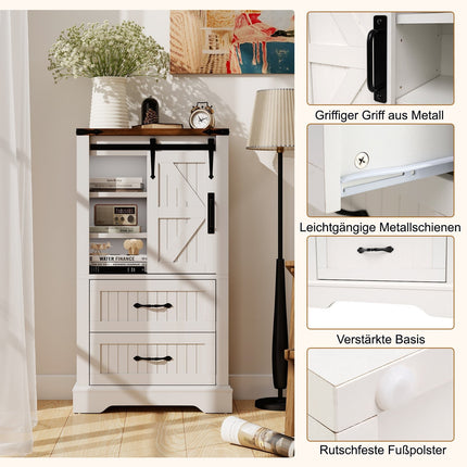 Bathroom Storage Cabinet with Sliding Barn Door, Adjustable Shelves