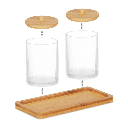 Bathroom Storage Container with Bamboo Lid