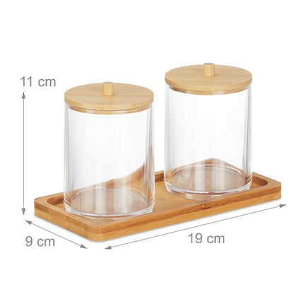 Bathroom Storage Container with Bamboo Lid