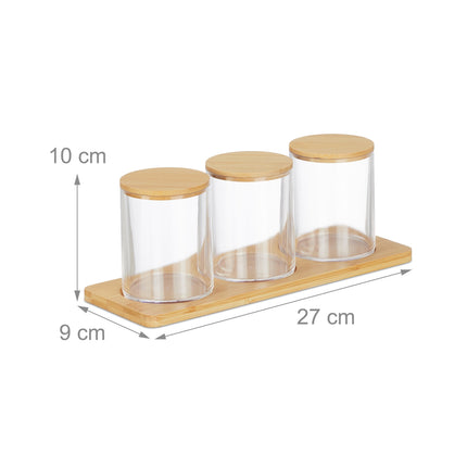 Bathroom Storage Set with Bamboo Lids and Tray