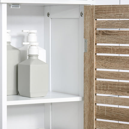 Tall white bathroom cabinet - freestanding, adjustable shelves