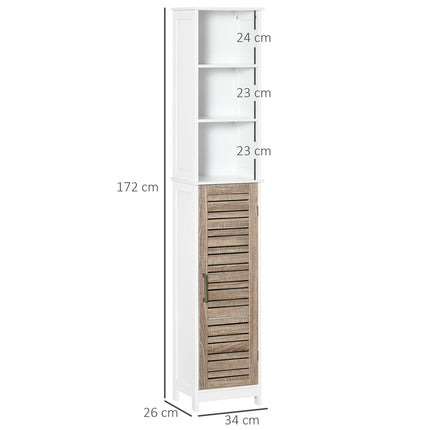 Tall white bathroom cabinet - freestanding, adjustable shelves