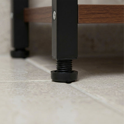 Bathroom Towel Rack with Shelf, Brown, Steel & MDF