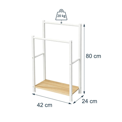 Bathroom Towel Rack with Shelf, Wood-Effect Finish