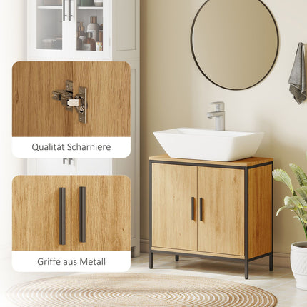 Bathroom Vanity Cabinet, Oak Finish, Adjustable Shelves