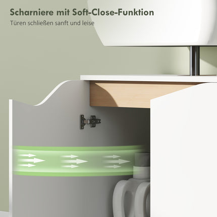 Bathroom Vanity Cabinet, Soft-Close Doors, White, 60x35x57.9 cm