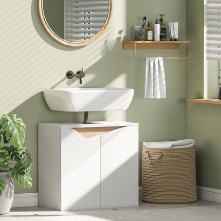Bathroom Vanity Cabinet, Soft-Close Doors, White, 60x35x57.9 cm