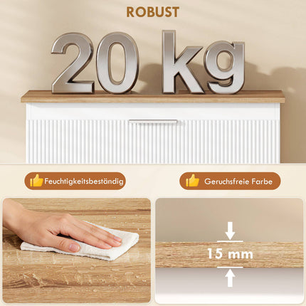 Bathroom Vanity Cabinet with Drawers, White/Natural Wood
