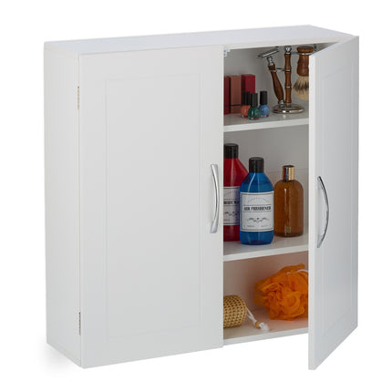 Bathroom Wall Cabinet, 2 Doors, 3 Compartments