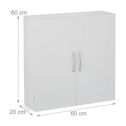 Bathroom Wall Cabinet, 2 Doors, 3 Compartments