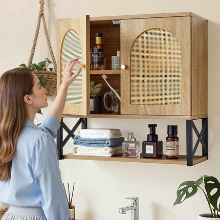 Bathroom Wall Cabinet, 2 Doors, Adjustable Shelf, Over Toilet