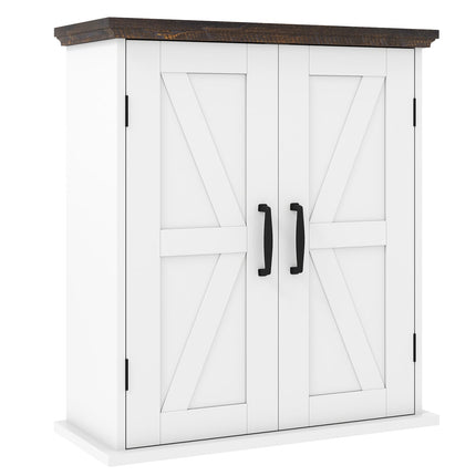 Bathroom Wall Cabinet, 2 Doors, Adjustable Shelves, White
