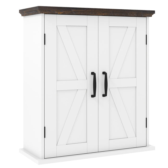 Bathroom Wall Cabinet, 2 Doors, Adjustable Shelves, White