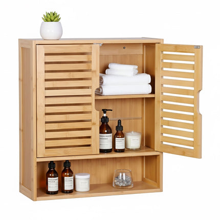 Bathroom Wall Cabinet, Adjustable Shelf, Louvered Doors