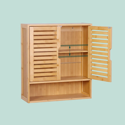 Bathroom Wall Cabinet, Adjustable Shelf, Louvered Doors
