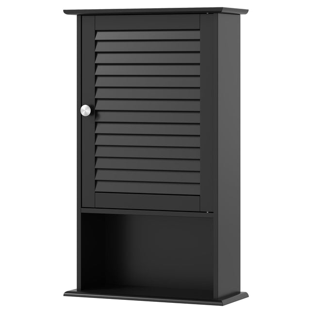 Bathroom Wall Cabinet, Adjustable Shelves, Black MDF