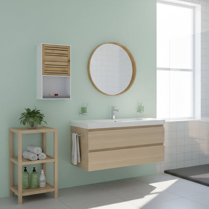 Bathroom Wall Cabinet, Bamboo Door, Adjustable Shelves