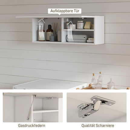 Badkamerwandkast, liftdeur, gasveer, 80x25x30 cm, wit