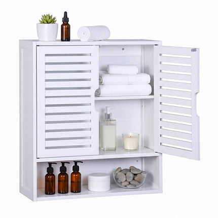 Bathroom Wall Cabinet, Louvered Doors, Adjustable Shelf