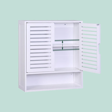 Bathroom Wall Cabinet, Louvered Doors, Adjustable Shelf